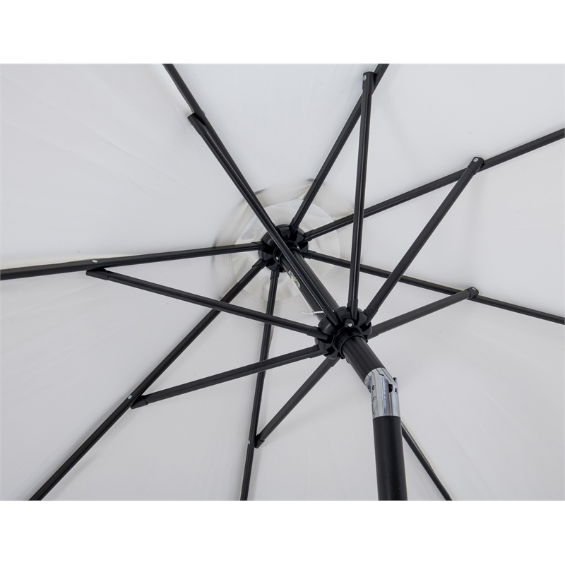 Meridian Furniture Amalfi White Polyester Patio Umbrella with Base Set