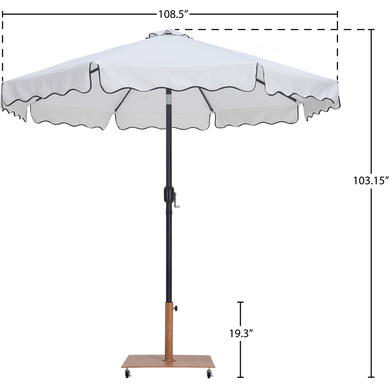 Meridian Furniture Amalfi White Polyester Patio Umbrella with Base Set