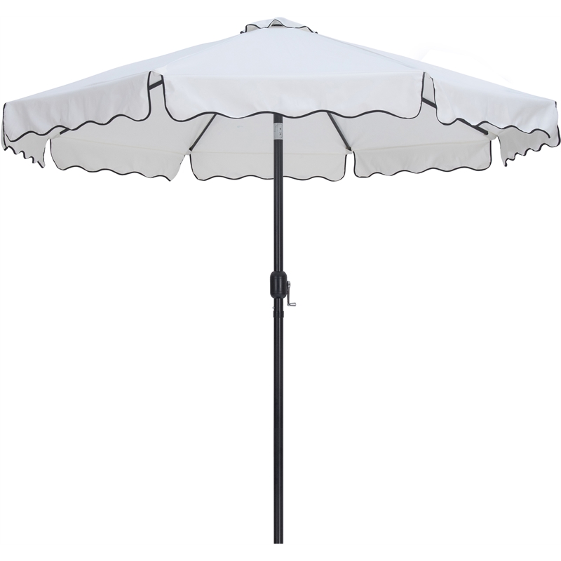 Meridian Furniture Amalfi White Polyester Patio Umbrella with Base Set