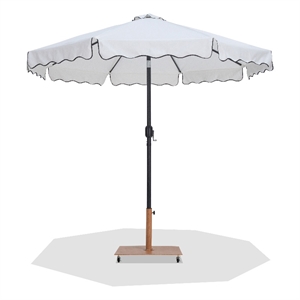Meridian Furniture Amalfi White Polyester Patio Umbrella with Base Set