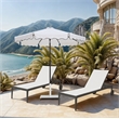 Meridian Furniture Amalfi White Polyester Patio Umbrella with Base Set