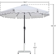 Meridian Furniture Amalfi White Polyester Patio Umbrella with Base Set