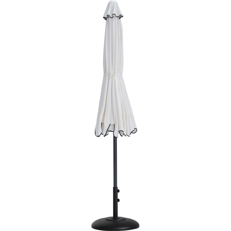 Meridian Furniture Amalfi White Polyester Patio Umbrella with Base Set