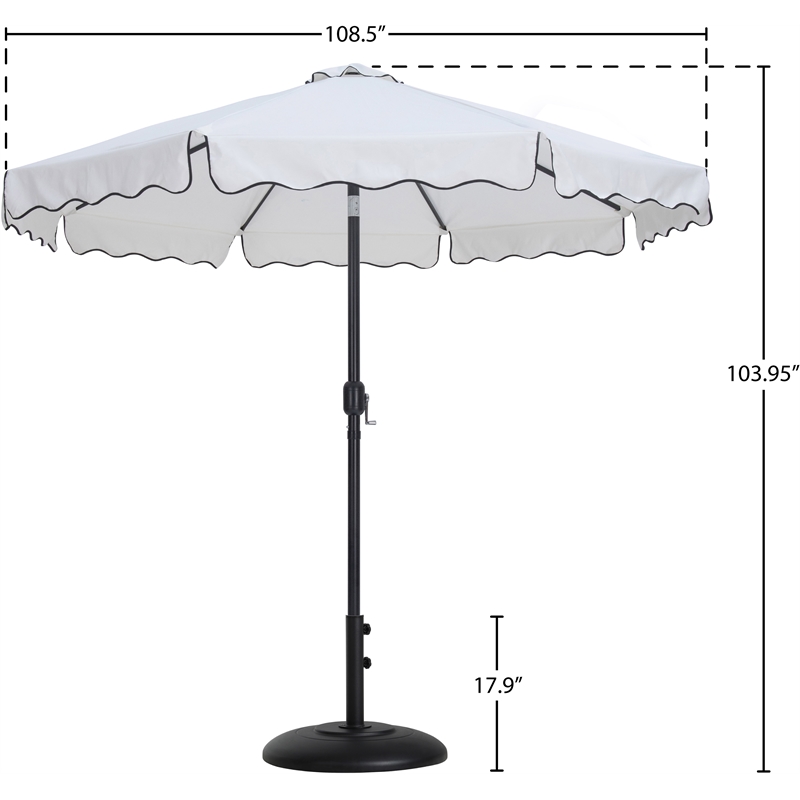 Meridian Furniture Amalfi White Polyester Patio Umbrella with Base Set