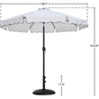Meridian Furniture Amalfi White Polyester Patio Umbrella with Base Set
