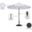 Meridian Furniture Amalfi White Polyester Patio Umbrella with Base Set