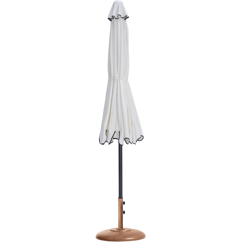 Meridian Furniture Amalfi White Polyester Patio Umbrella with Base Set