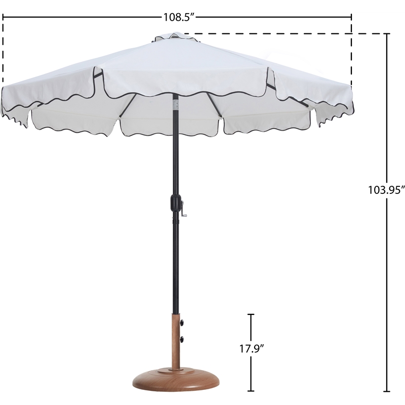 Meridian Furniture Amalfi White Polyester Patio Umbrella with Base Set