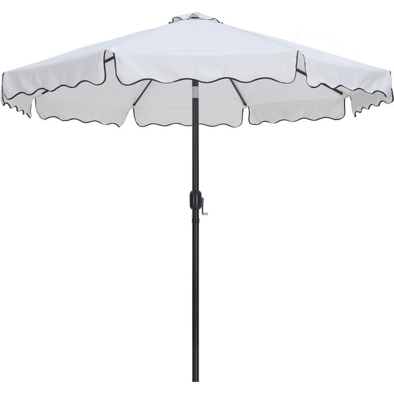 Meridian Furniture Amalfi White Polyester Patio Umbrella with Base Set