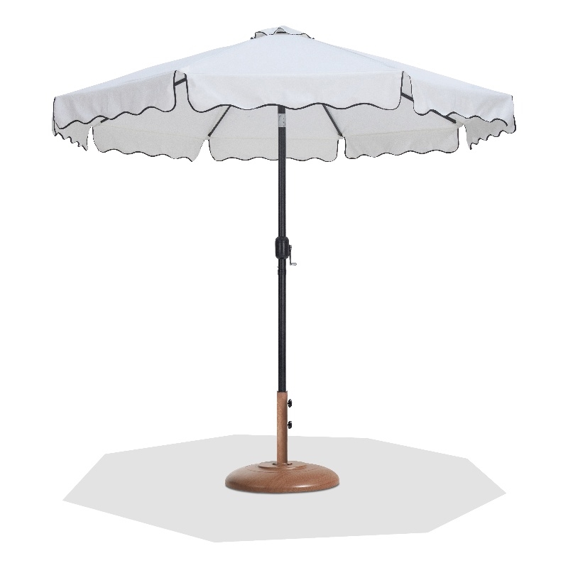 Meridian Furniture Amalfi White Polyester Patio Umbrella with Base Set