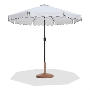 Meridian Furniture Amalfi White Polyester Patio Umbrella with Base Set