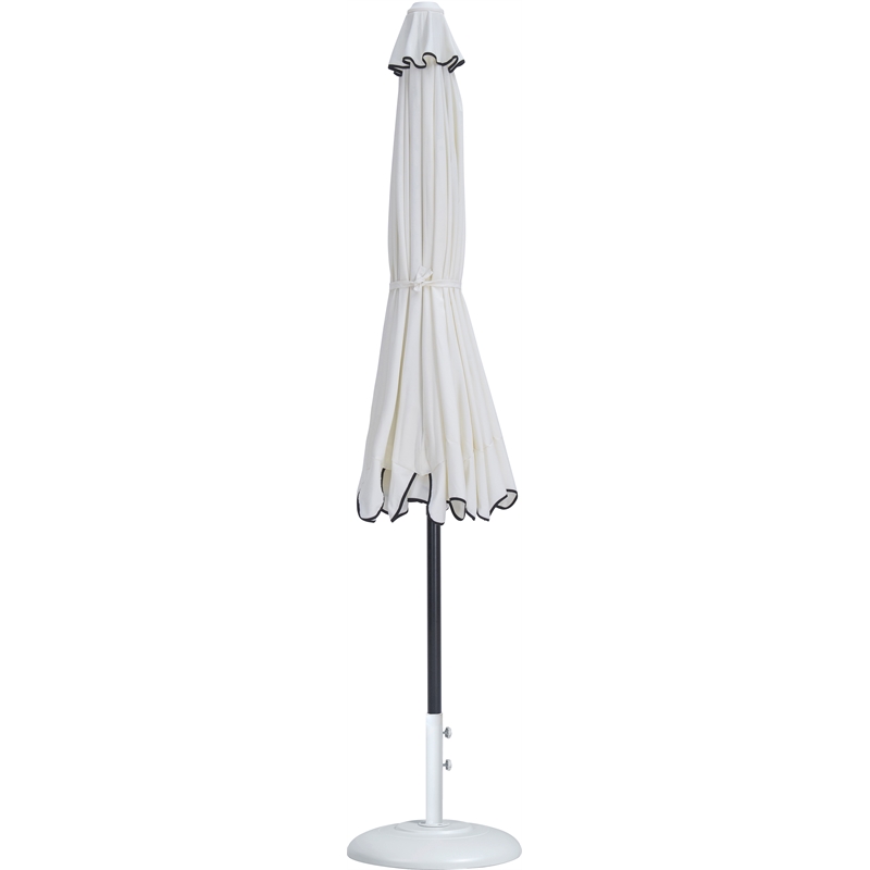 Meridian Furniture Amalfi White Polyester Patio Umbrella with Base Set