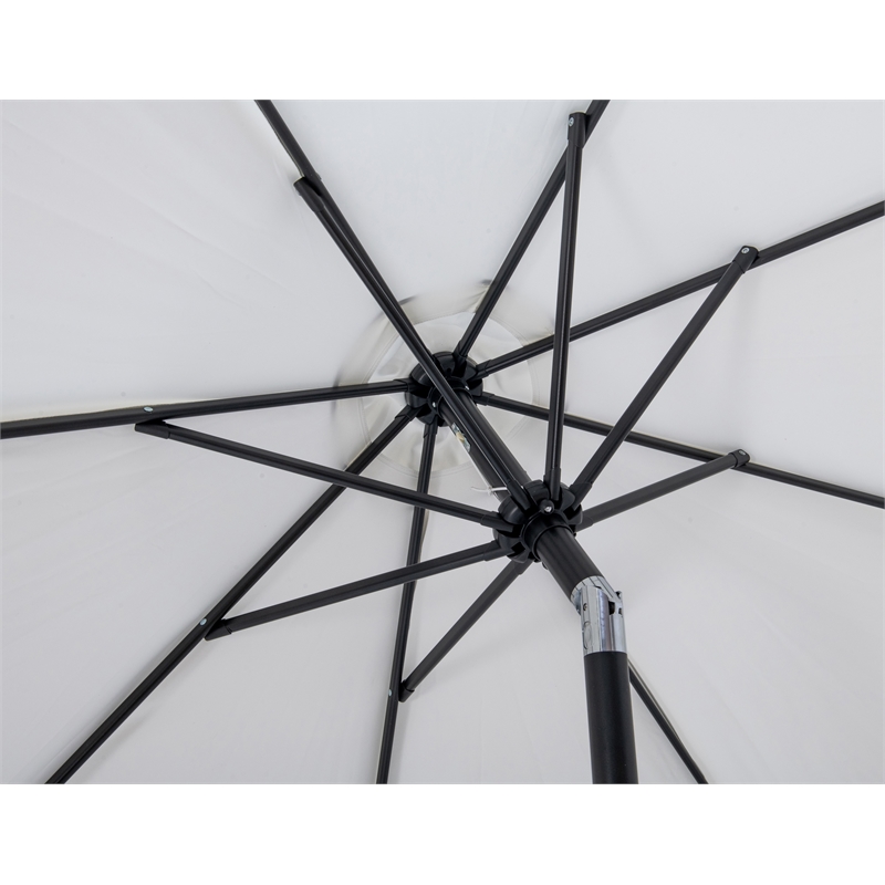 Meridian Furniture Amalfi White Polyester Patio Umbrella with Base Set