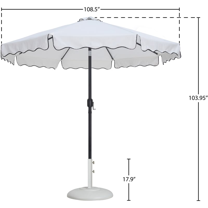 Meridian Furniture Amalfi White Polyester Patio Umbrella with Base Set