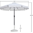 Meridian Furniture Amalfi White Polyester Patio Umbrella with Base Set