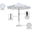Meridian Furniture Amalfi White Polyester Patio Umbrella with Base Set