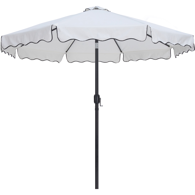 Meridian Furniture Amalfi White Polyester Patio Umbrella with Base Set