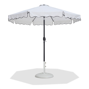 Meridian Furniture Amalfi White Polyester Patio Umbrella with Base Set