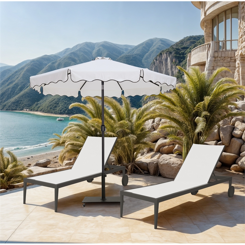 Meridian Furniture Amalfi White Polyester Patio Umbrella
