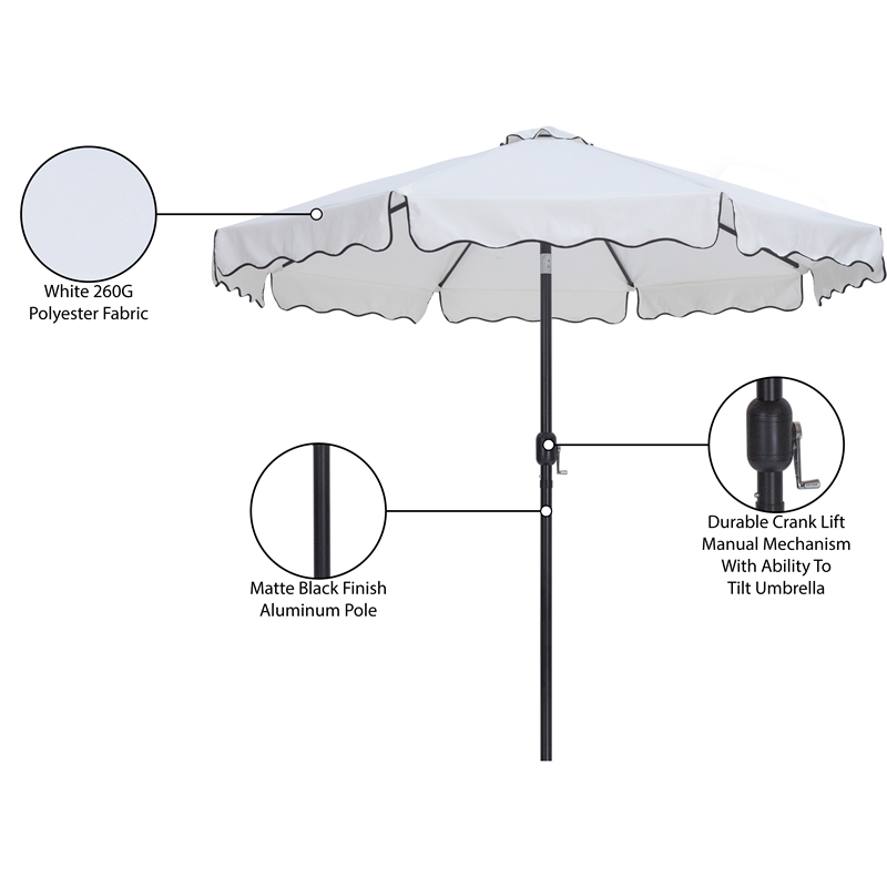 Meridian Furniture Amalfi White Polyester Patio Umbrella