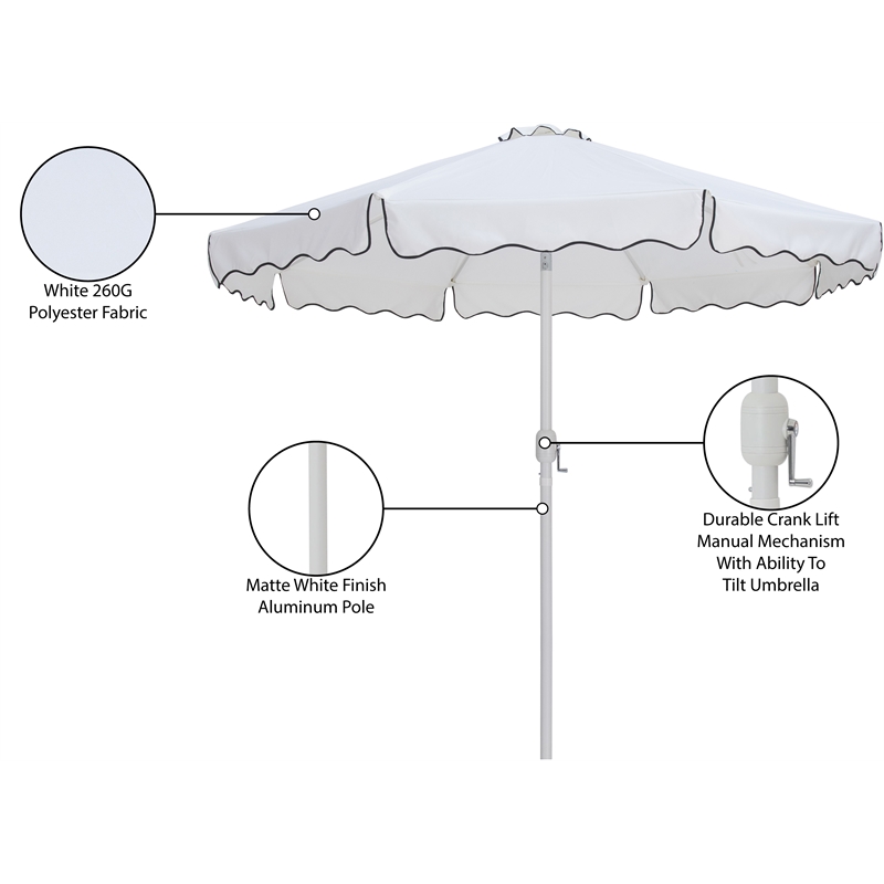 Meridian Furniture Amalfi White Polyester Patio Umbrella