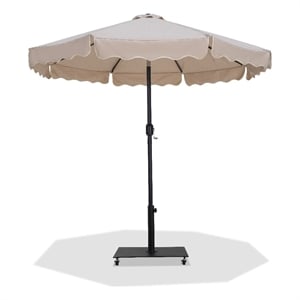 Meridian Furniture Amalfi Beige Polyester Patio Umbrella with Base Set