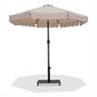 Meridian Furniture Amalfi Beige Polyester Patio Umbrella with Base Set