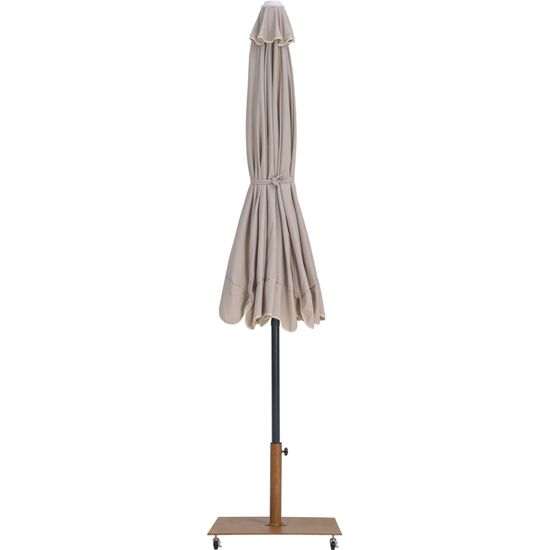 Meridian Furniture Amalfi Beige Polyester Patio Umbrella with Base Set