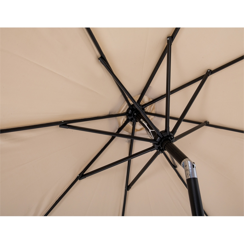 Meridian Furniture Amalfi Beige Polyester Patio Umbrella with Base Set