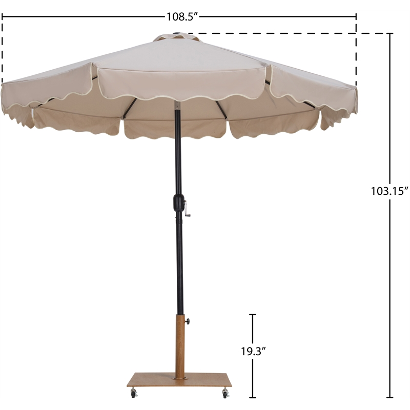 Meridian Furniture Amalfi Beige Polyester Patio Umbrella with Base Set
