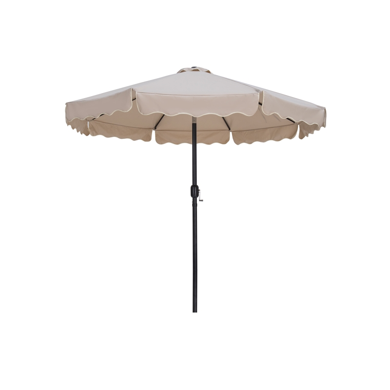 Meridian Furniture Amalfi Beige Polyester Patio Umbrella with Base Set