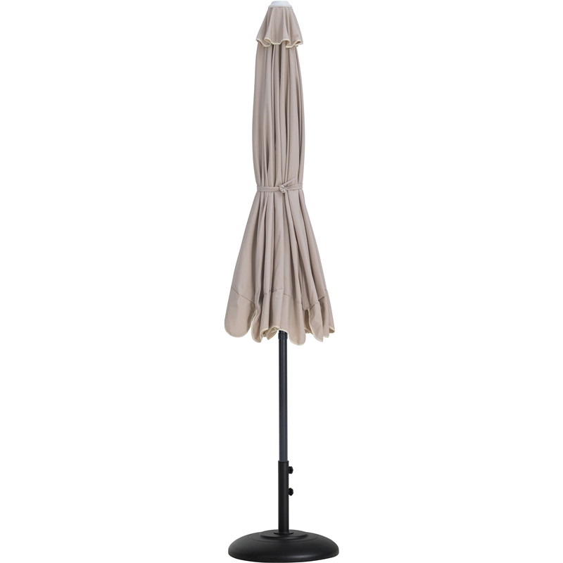 Meridian Furniture Amalfi Beige Polyester Patio Umbrella with Base Set