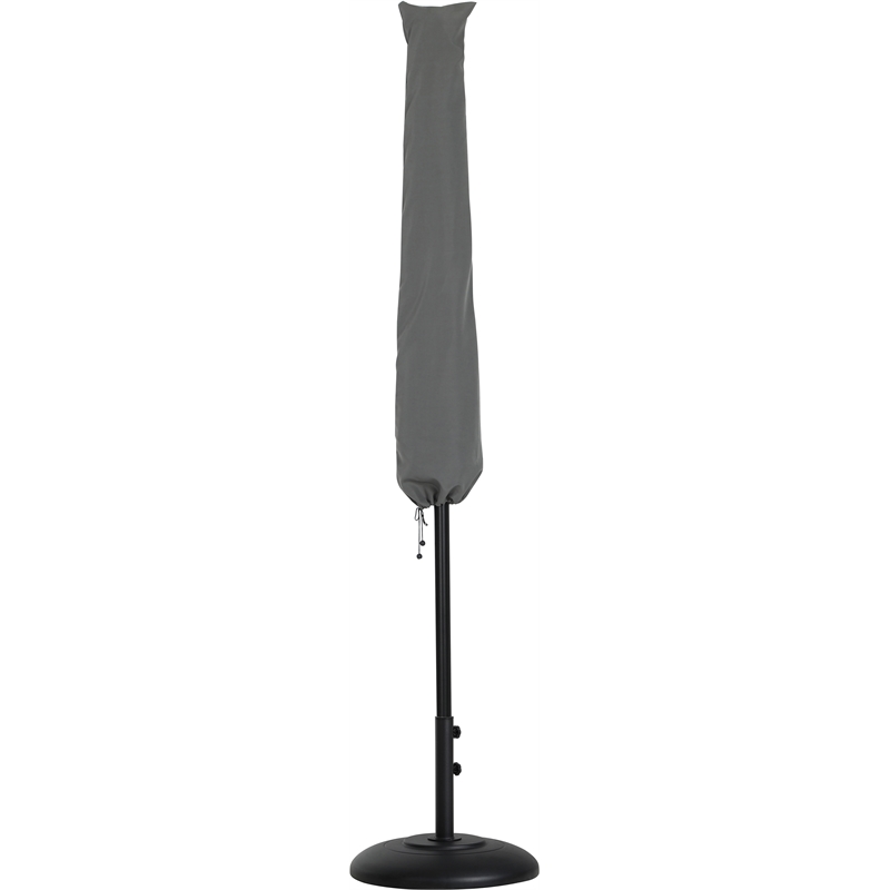 Meridian Furniture Amalfi Beige Polyester Patio Umbrella with Base Set
