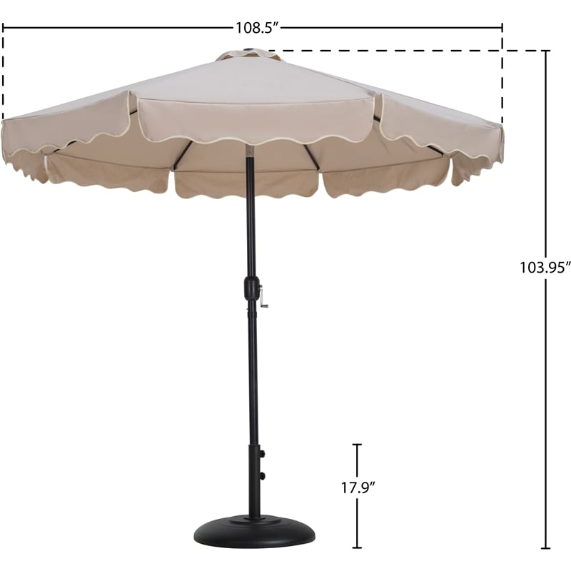 Meridian Furniture Amalfi Beige Polyester Patio Umbrella with Base Set