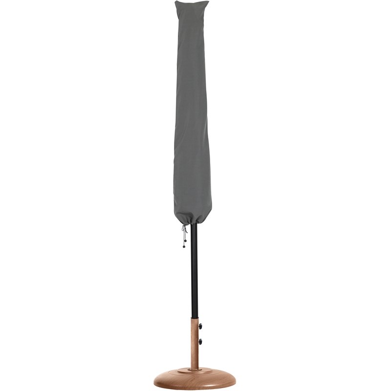 Meridian Furniture Amalfi Beige Polyester Patio Umbrella with Base Set