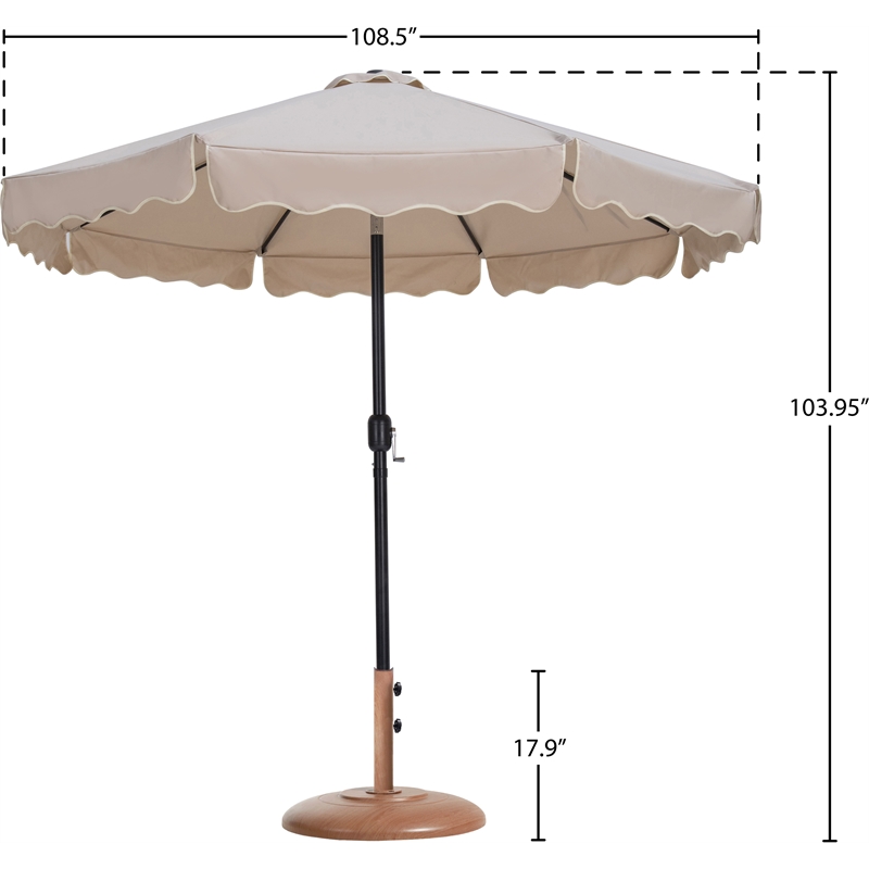 Meridian Furniture Amalfi Beige Polyester Patio Umbrella with Base Set