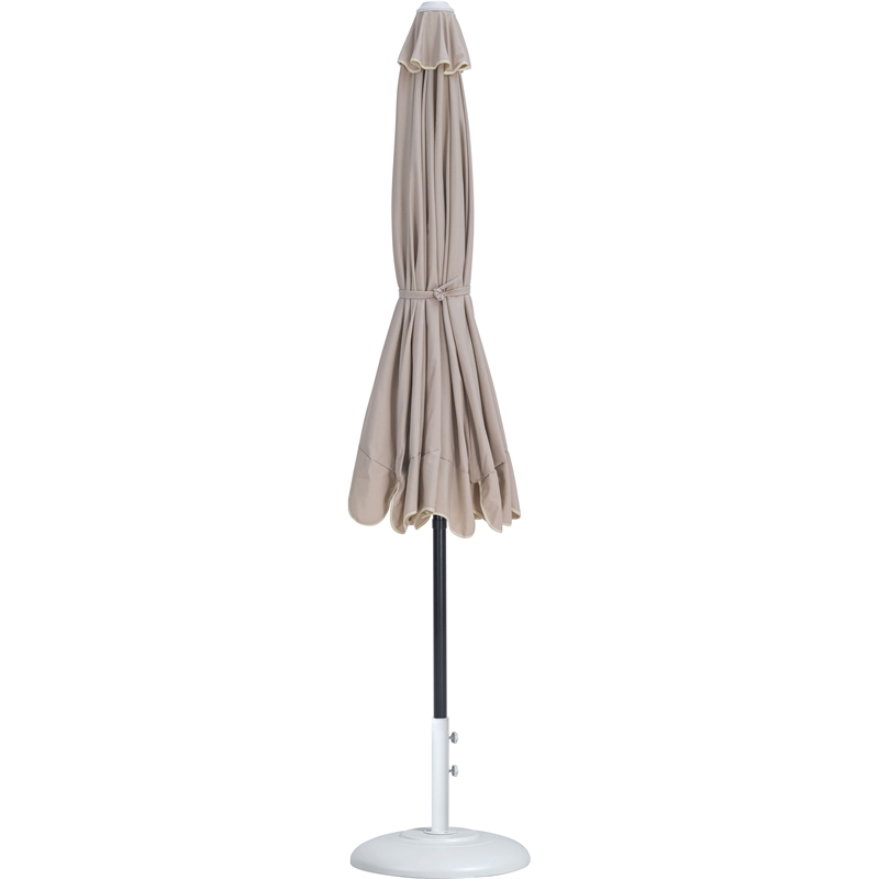 Meridian Furniture Amalfi Beige Polyester Patio Umbrella with Base Set