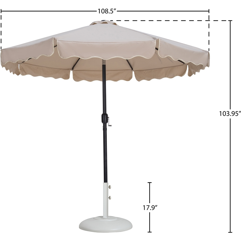Meridian Furniture Amalfi Beige Polyester Patio Umbrella with Base Set