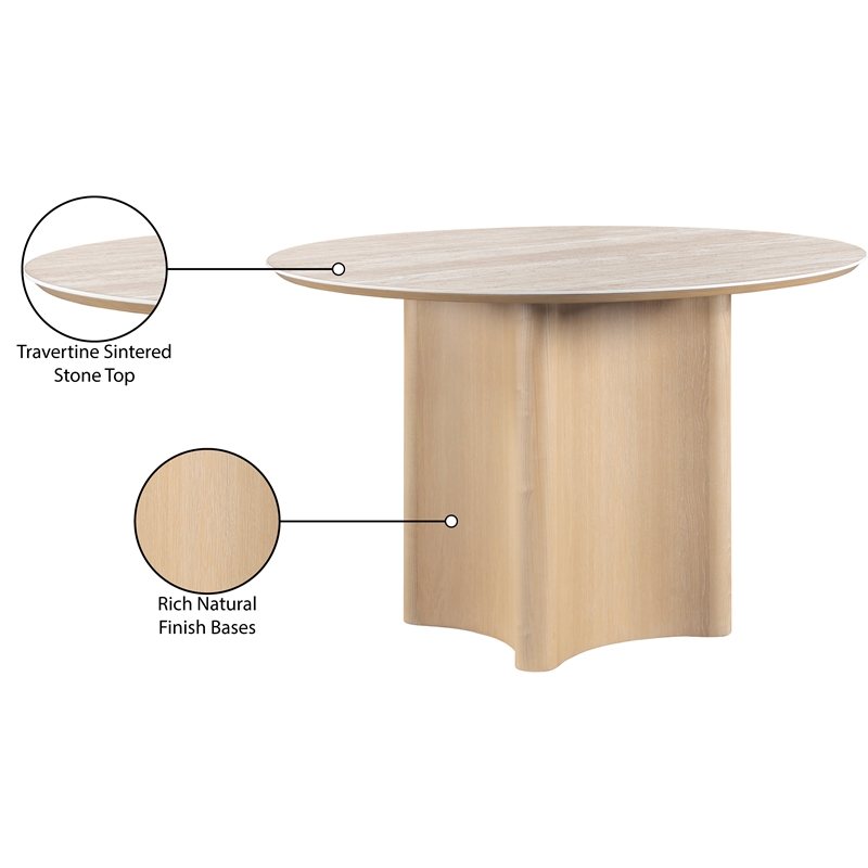 Meridian Furniture Corvina Natural Oak Veneer And Sintered Stone Dining Table