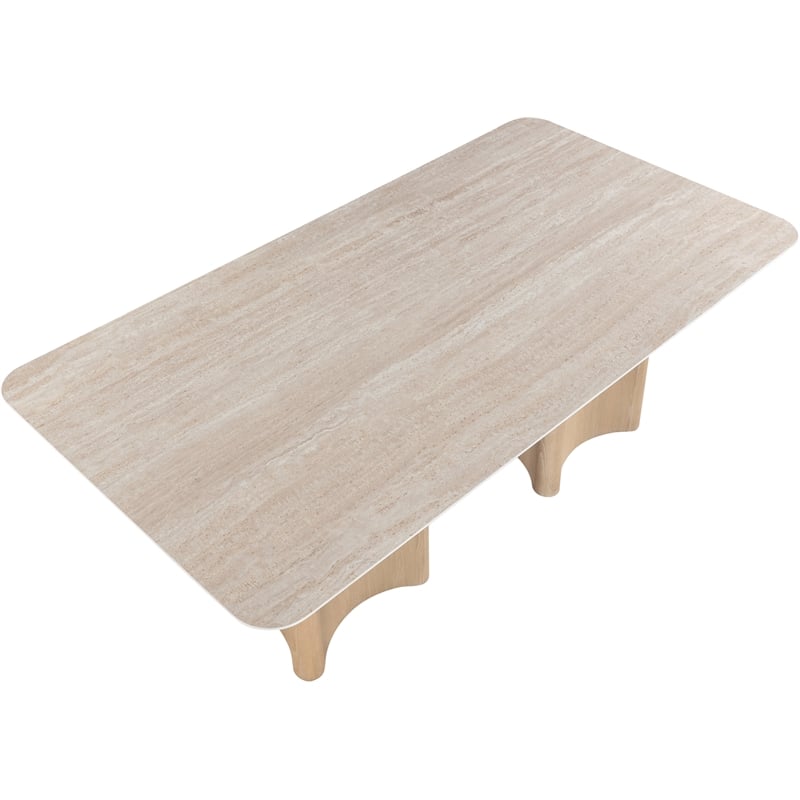 Meridian Furniture Corvina Natural Oak Veneer And Sintered Stone Dining Table