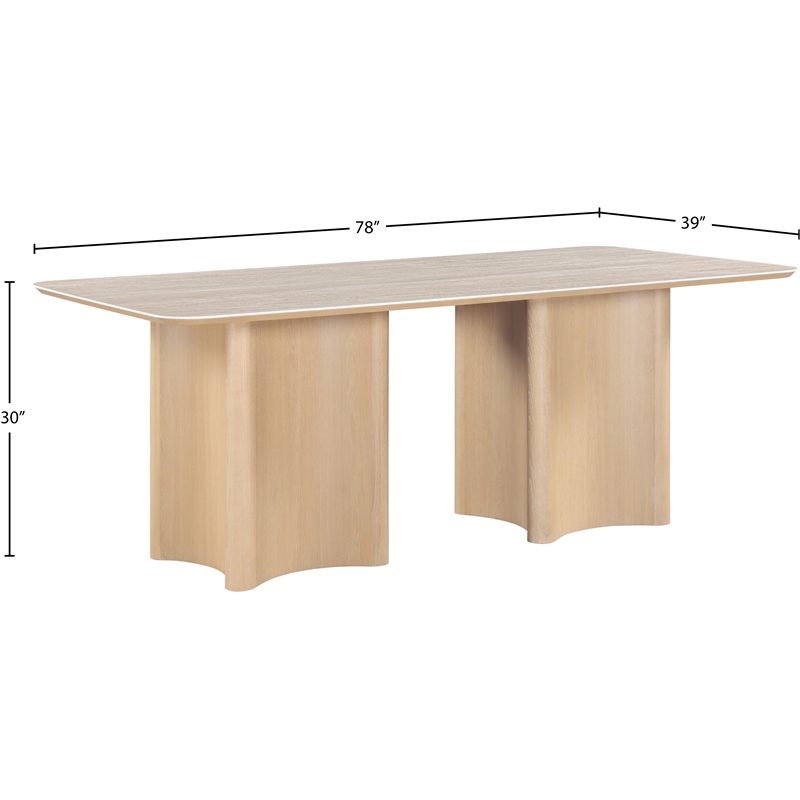 Meridian Furniture Corvina Natural Oak Veneer And Sintered Stone Dining Table