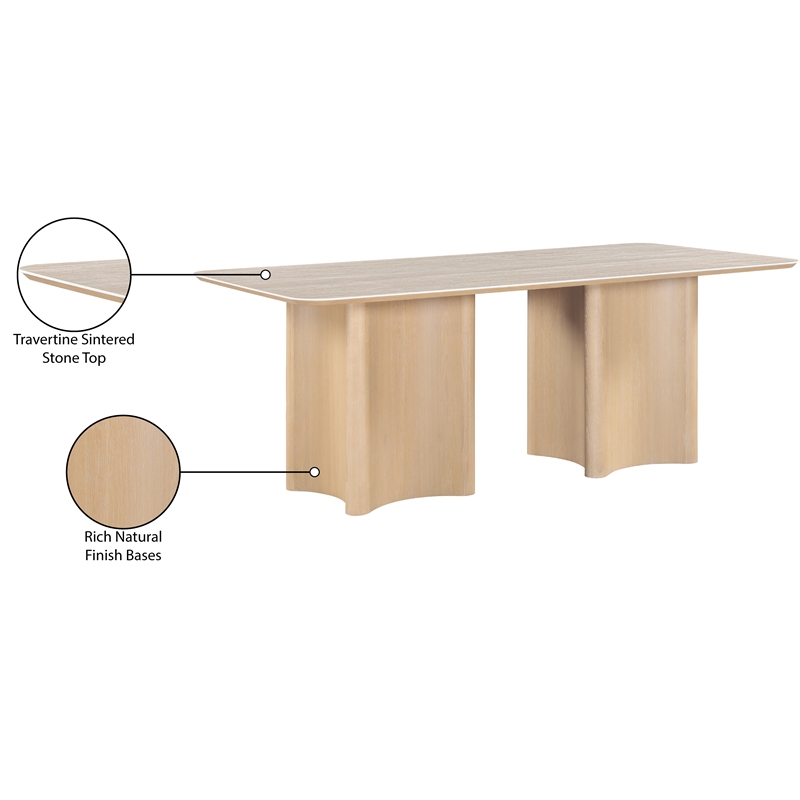 Meridian Furniture Corvina Natural Oak Veneer And Sintered Stone Dining Table