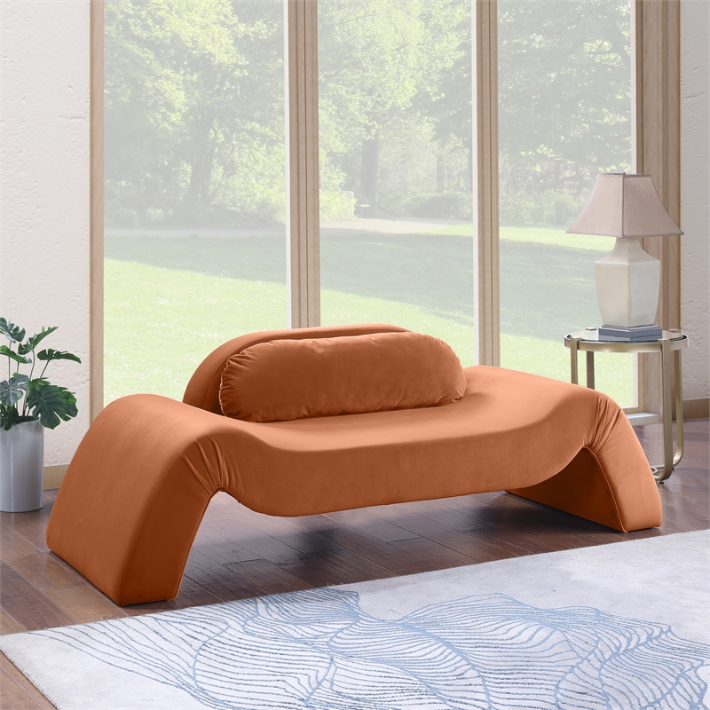 Meridian Furniture Austin Cognac Velvet Loveseat