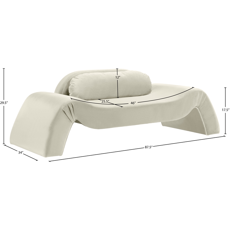 Meridian Furniture Austin Cream Velvet Loveseat