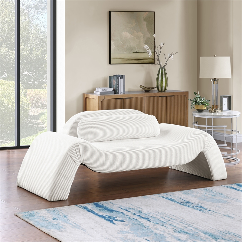Meridian Furniture Austin Cream Microsuede Corduroy Loveseat