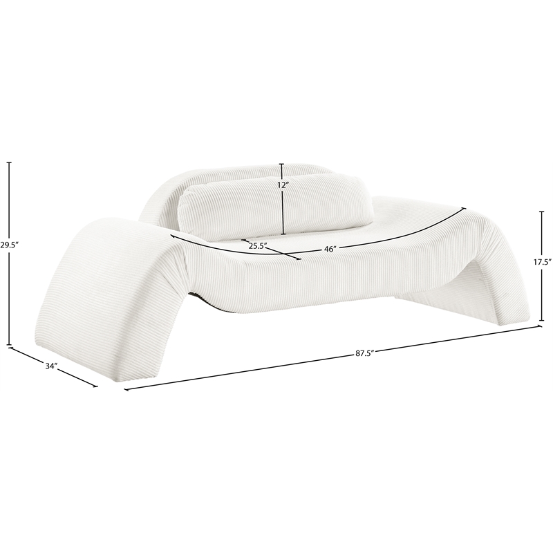 Meridian Furniture Austin Cream Microsuede Corduroy Loveseat