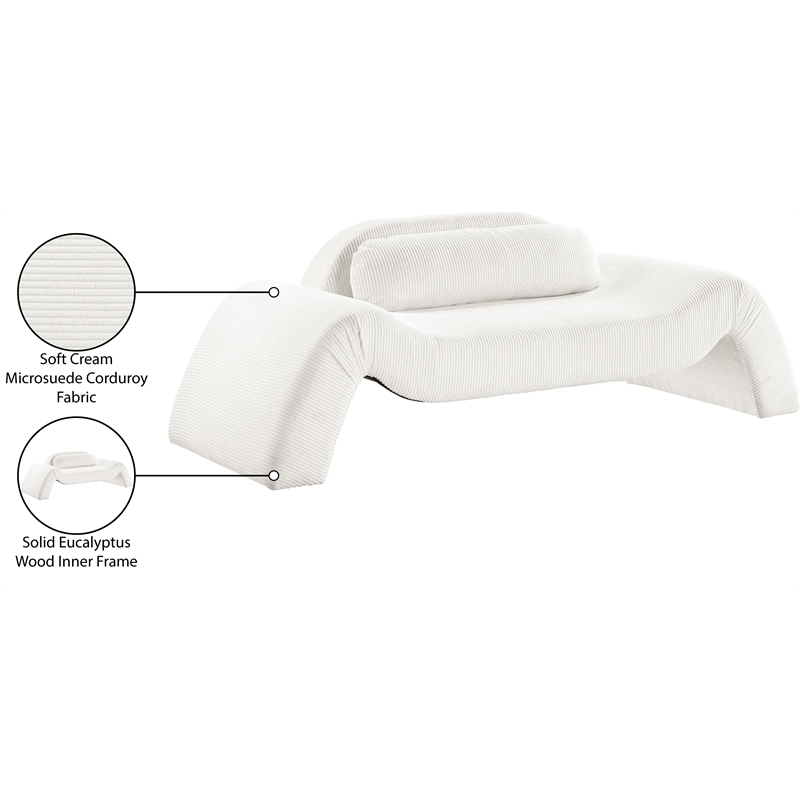 Meridian Furniture Austin Cream Microsuede Corduroy Loveseat