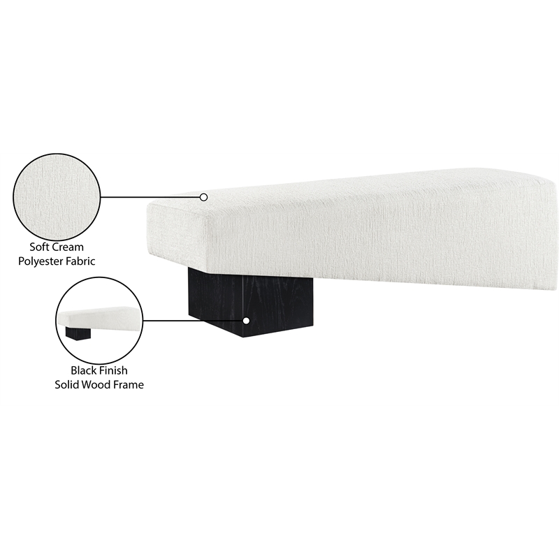 Meridian Furniture Alora Cream Polyester Fabric Bench