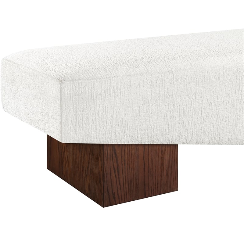 Meridian Furniture Alora Cream Polyester Fabric Bench