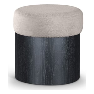 Meridian Furniture Nimes Beige Velour Fur Fabric Ottoman/Stool
